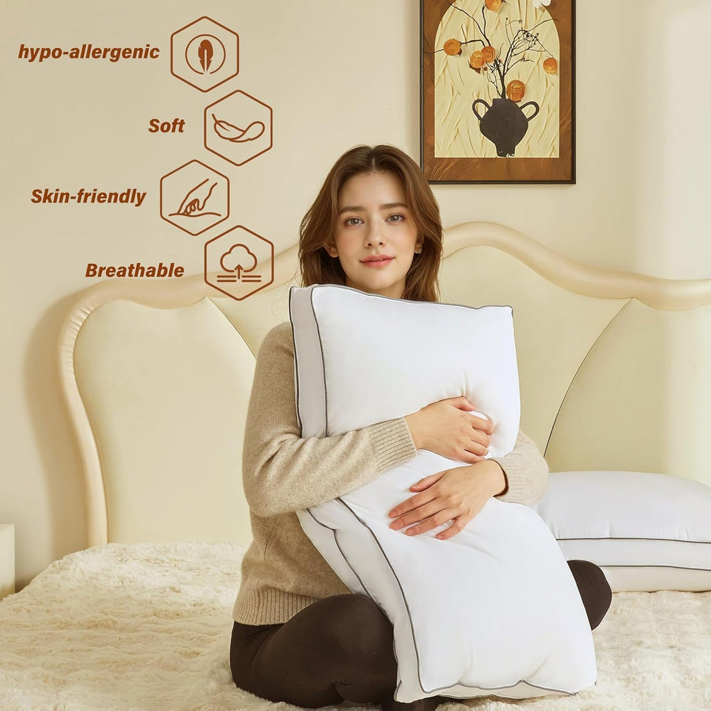 InspireCrafter Goose Down Pillows for Neck Pain - Perfect Balance of Softness and Support, Relief for Side and Back Sleepers, Hotel Down Pil…