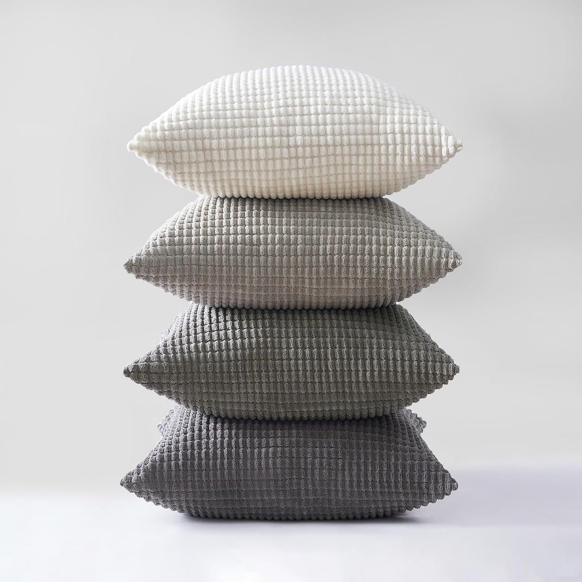 Topfinel Neutral Room Decor Throw Pillows Covers-Multi Gray Combo 20" x 20" Set of 4-Corduroy Modern Grey Living Room Decorative Cushion Ca…