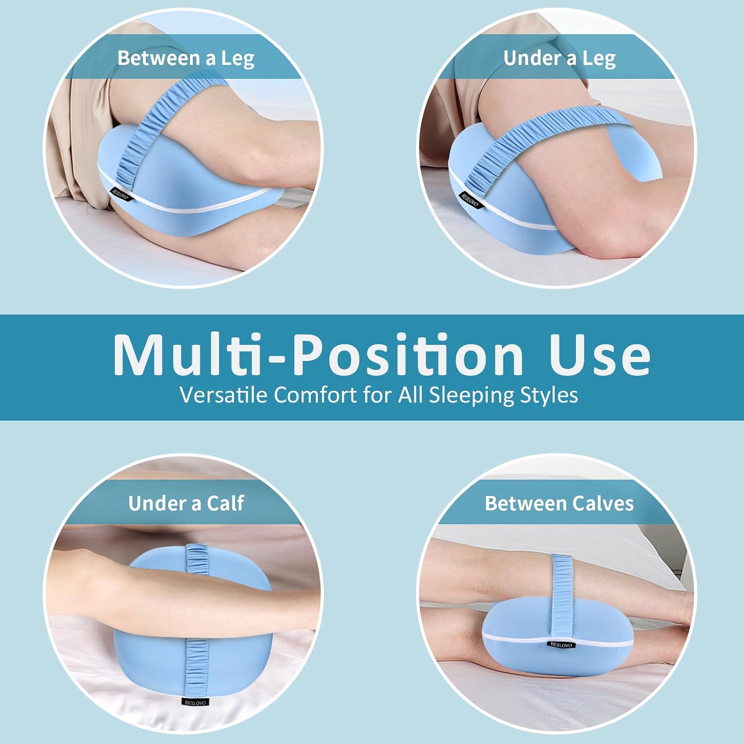 beslovo Side Sleeper Knee Pillow, Memory Foam Leg Pillow, Ergonomic Between Leg Pillow Eases Back Hip Pain, Spine Alignment Sciatica Relief…