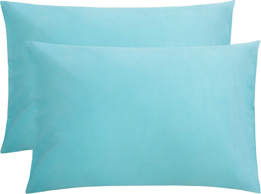 FLXXIE Pillow Cases Queen, Soft Microfiber Pillow Covers with Envelope Closure, Wrinkle Resistant Pillowcases, 2 Piece Set, 20x30, Aqua