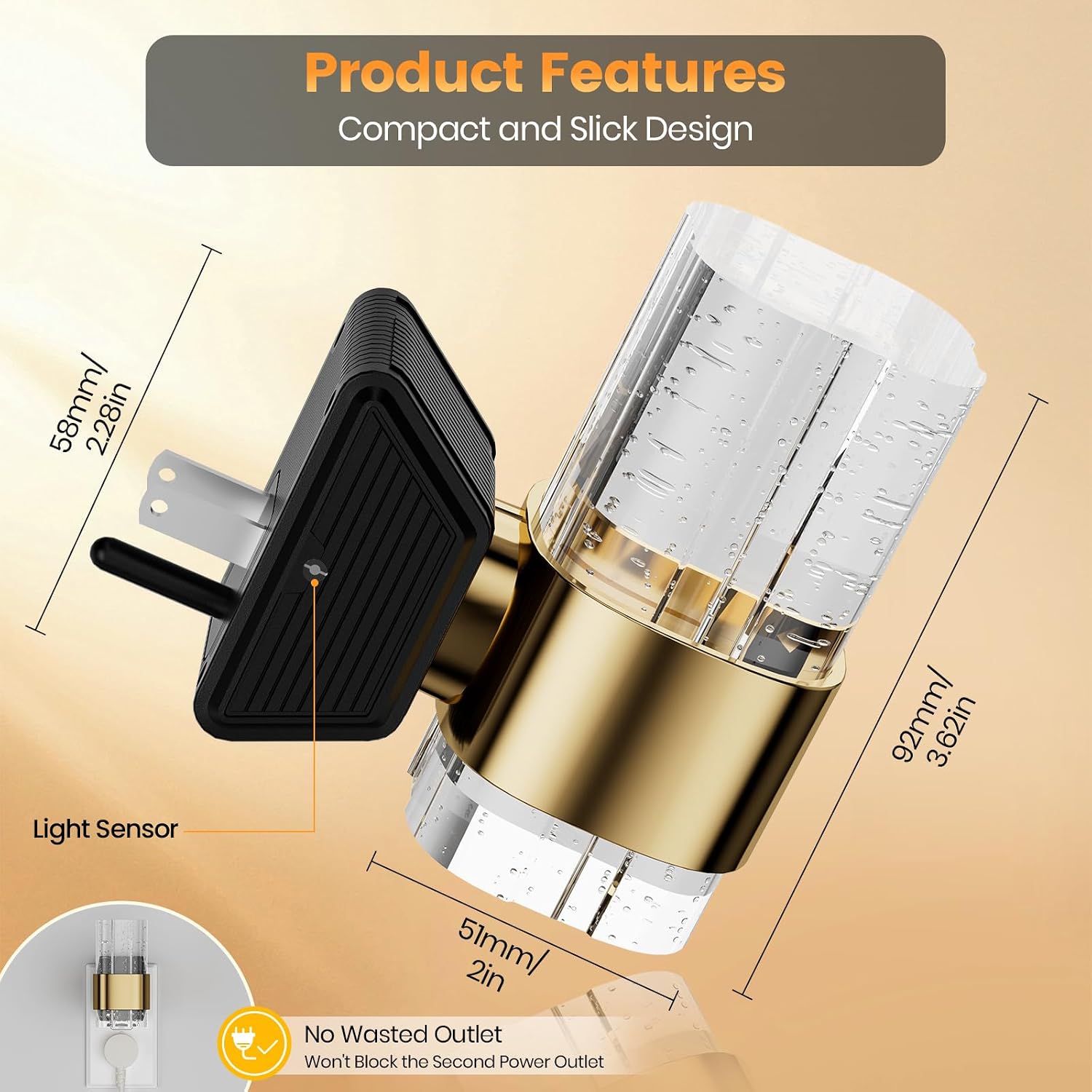 LED Night Light, Dimmable Night Lights Plug into Wall [1-Pack], Acrylic Dusk to Dawn Sensor Nightlight, Adjustable Wall Lights for…