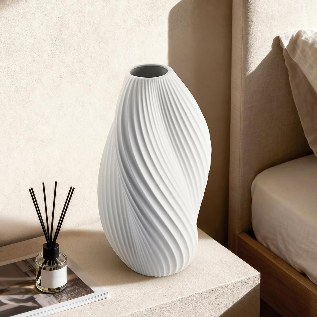 Rondure 11.9" Modern Ceramic Table Lamp, Fully Dimmable Modern Bedside Lamps for Bedroom, Living Room and Nightstand, White Translucent Cer…