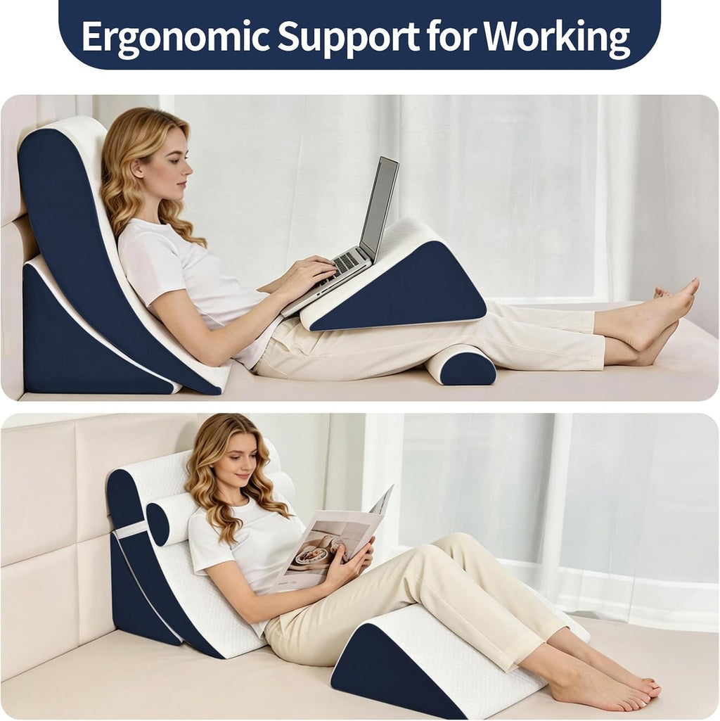LevNubis 4PCS Orthopedic Bed Wedge Pillow Set for Post Surgery &, Adjustable Wedge Pillow for Back, Acid Reflux, Sitting up in Bed, R…