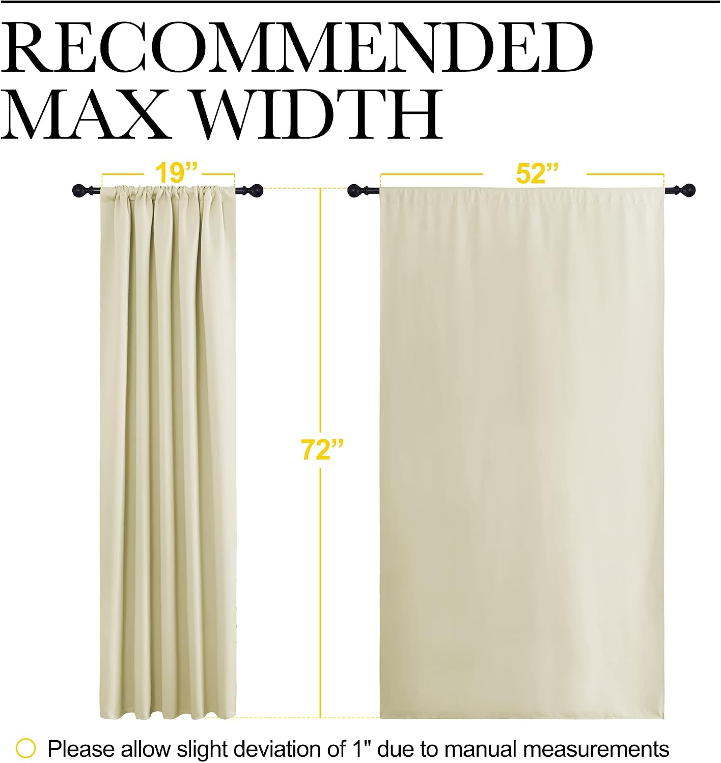 NICETOWN Living Room Curtains, Home Decorations Thermal Insulated Solid Rod Pocket Blackout Drapes for Cafe (Beige, One Pair, 52 x 72-inch)