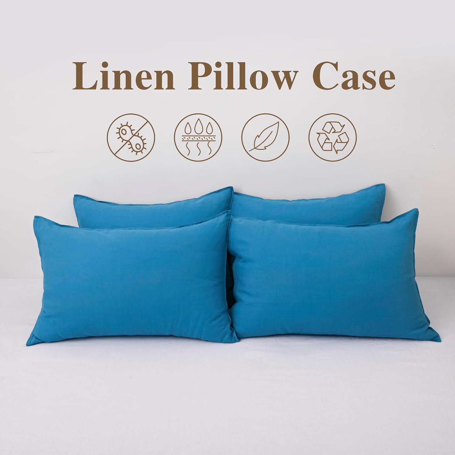 Chuffed Linen Pillowcases 2 Pack 100% Linen Standard Pillow Cases, Breathable and Cooling Washed Pillowshams with Zipper Closure, 20x30 Inc…
