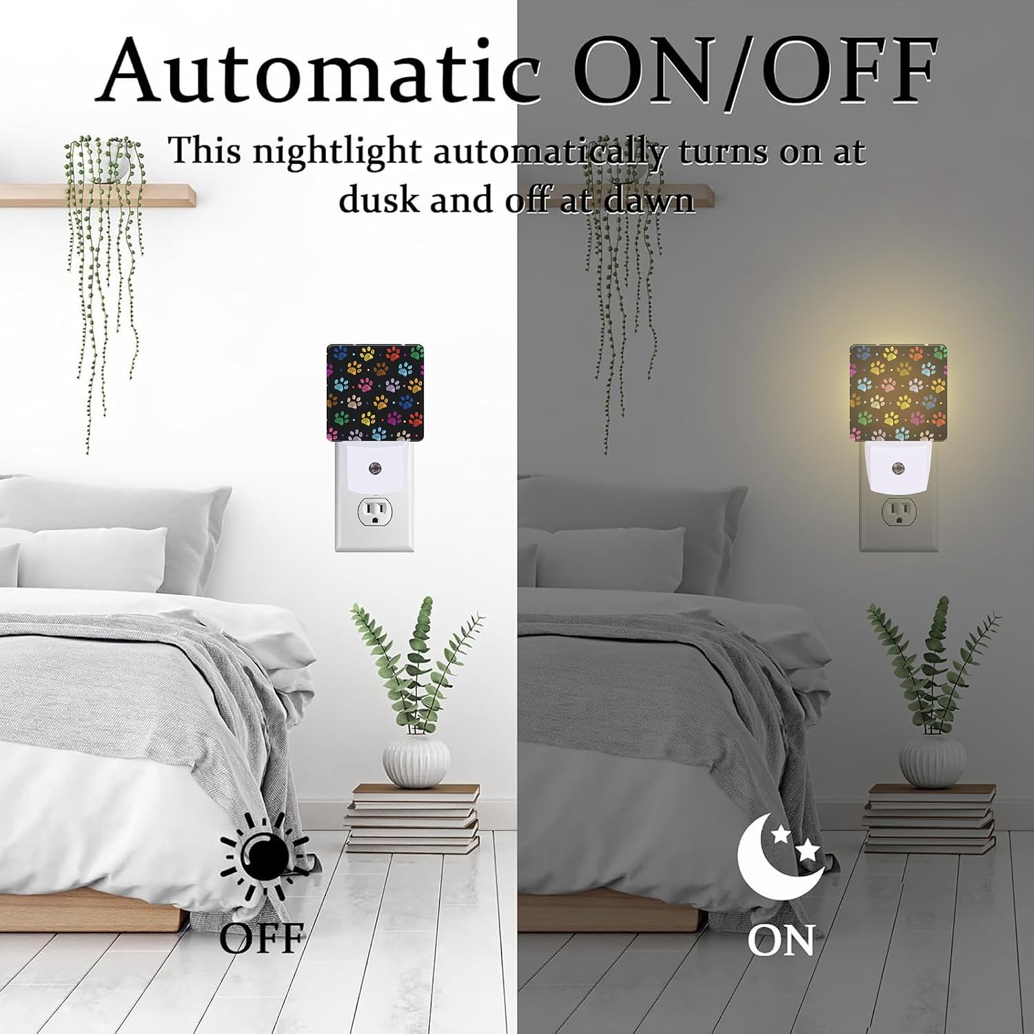 Colorful Paw Prints Night Light Plug into Wall, Animal Footprints Dusk to Dawn Night Light Plug in,0.5w Energy Saving Sleep Friendly…
