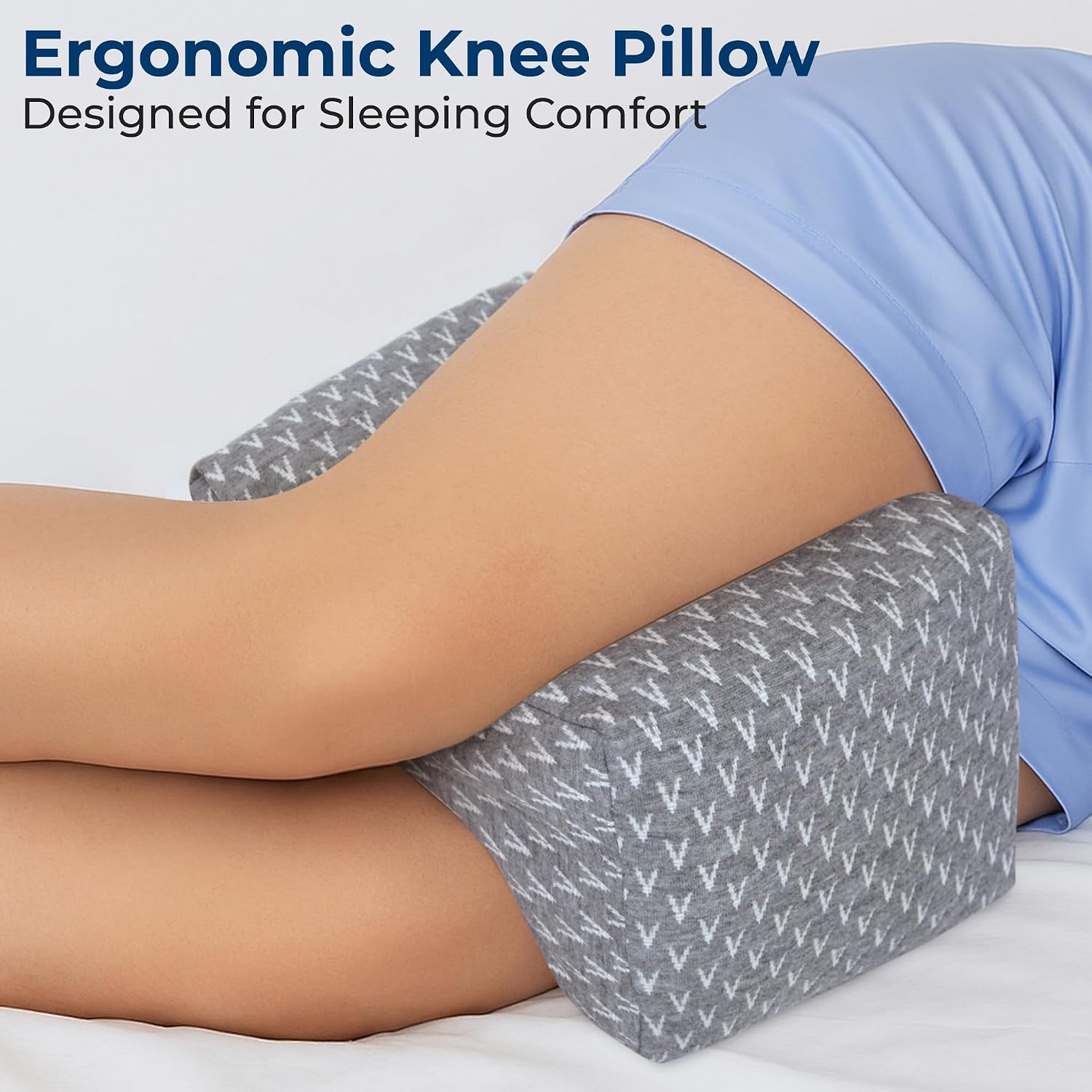 5Starsunited 5 STARS UNITED Large Knee Pillow for Side Sleepers - Hip, Memory Foam Leg Cushion for Side Sleeping - Between Legs Pillow for…