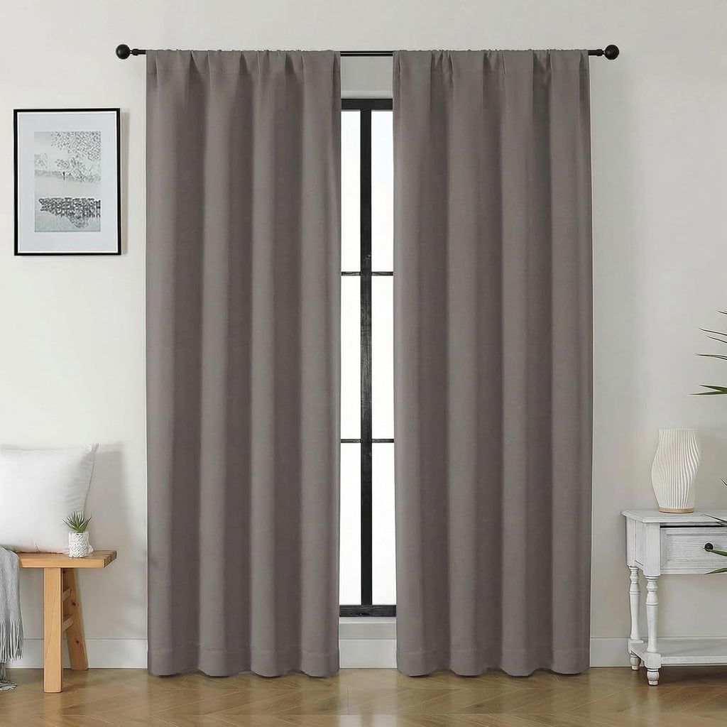 Gwine Latte Blackout Curtains for Bedroom 72 Inches Long - Thermal Insulated Noise Reducing Window Curtain Panels, Solid Room Darkening…
