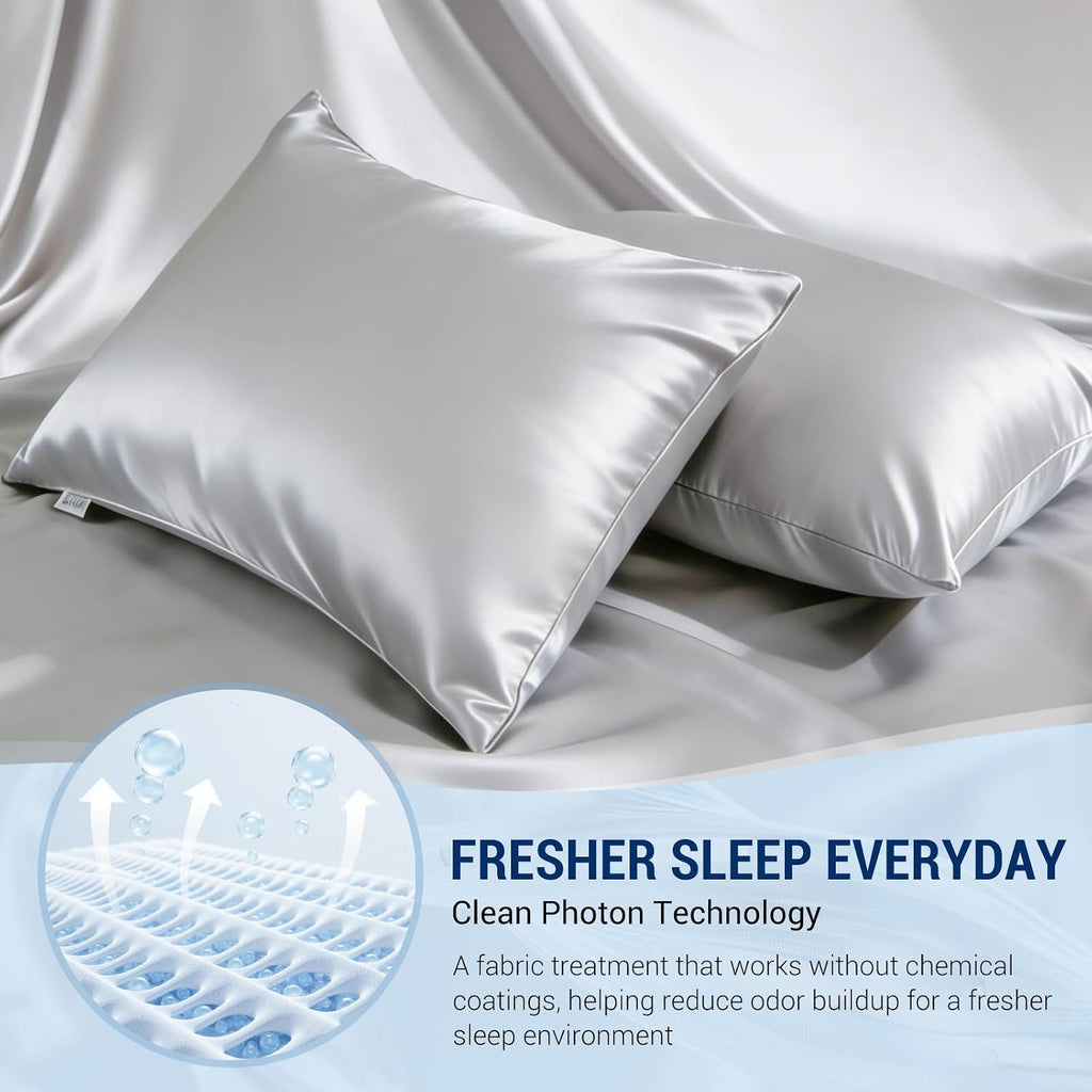Luxear Cooling Pillow Cases for Hot Sleepers, Double-Sided Upgraded Arc-Chill Q-Max > 0.5 Cooling Satin Pillowcase, Silky Soft, Hair & Skin…