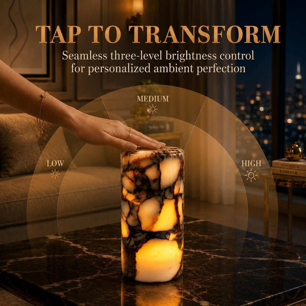 100% Marble Touch Pat Lamp, Unique Natural Stone Small Night Table Lamp, Type-C Rechargeable 3-Way Dimmable Bedside Lamp, Warm Ambient…