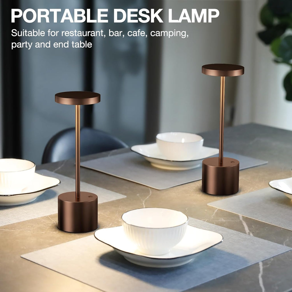 Kakanuo Brown Cordless Lamp Set, Rechargeable Lamp, 3 Color Temperature, LED Outdoor Wireless Lamps, Battery Operated Lamps, Stepless…