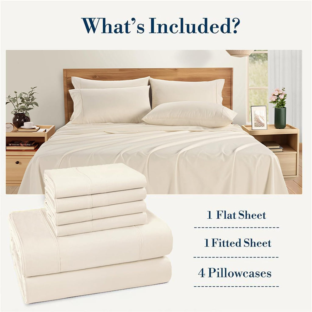 Casa Platino King Bed Sheets Set – Breathable 6 Piece Percale Cooling King Sheets with Crisp Feel, with 15 Inch Deep Pocket Fitted Sheet…