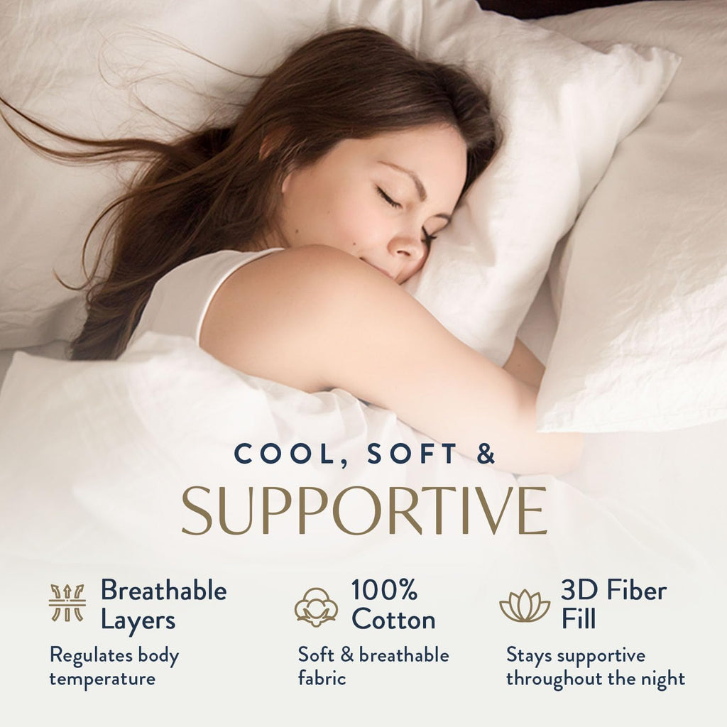 Digital Decor 100% Cotton Luxury Hotel Pillows Standard Size Set of 2, Cooling Hypoallergenic Down Alternative Pillows for Sleeping, Firm…