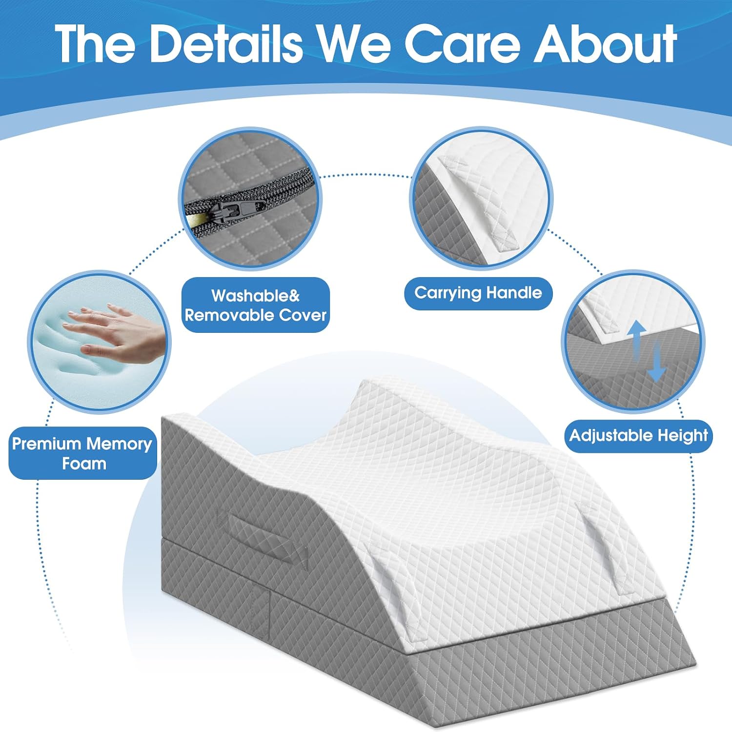 TranquilRelax TranquilRelax Elevation Pillows for Leg After Surgery, Memory Foam Adjustable Wedge Pillow for Injury or Rest, Ankle P…