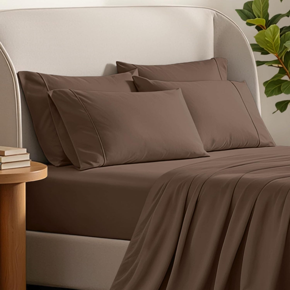 BareHome Bare Home Microfiber 4 Pack Standard/Queen Pillowcases, Cocoa, 20x30 4 Pack
