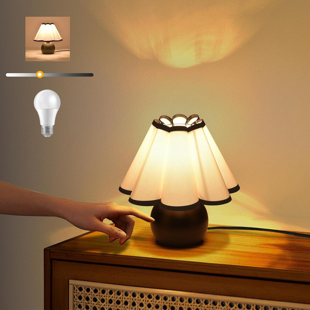 Matte Black Small Touch Control Table Lamp for Bedroom, Black Bedside Lamps for Nightstand, Cute Mini Small Table Lamps for Small Spaces…