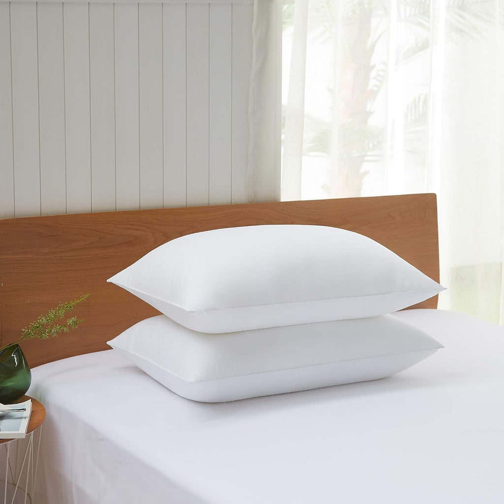 Acanva Basic Bed Pillow Soft Rest Cushion Stuffer for Sleeping, Queen, White 2 Count