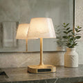 Table Lamp - 8000mAh Cordless Rechargeable Battery and Dimmable LED Display Touch Lamp for Patio Bedroom (Wood Grain, 1 Pack)