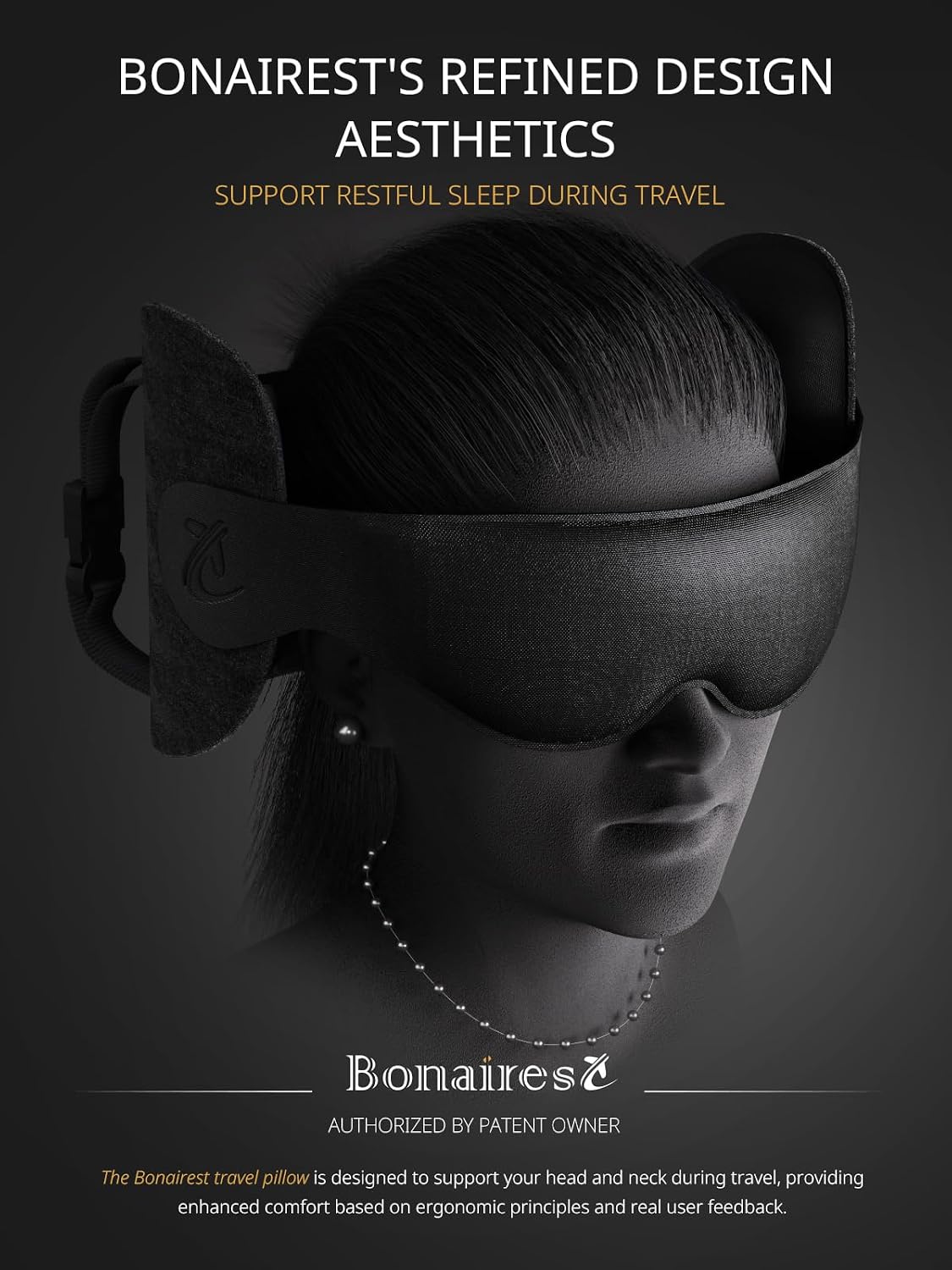 Travel Pillow, Airplane Neck Pillow for Long Flight, Oversized Head Strap with 3D Eye Mask for Sleep, 360°Support Headrest, Stop…