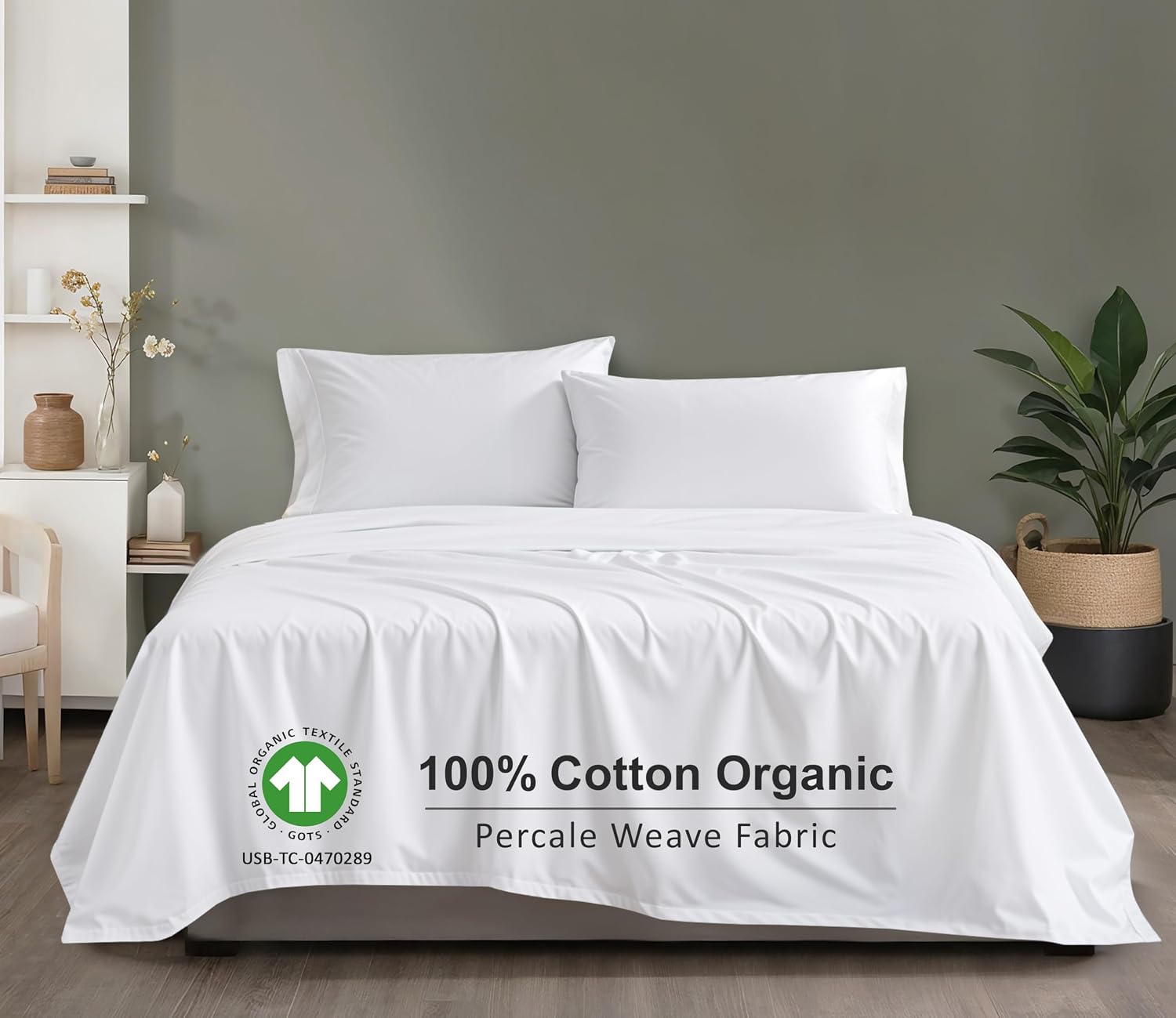 Ruvanti 100% Cotton Organic Percale Sheets Twin XL Size – Crisp Cooling Bed Sheets for Hot Sleepers, Deep Pocket 15”, Soft Peach Finish, Br…