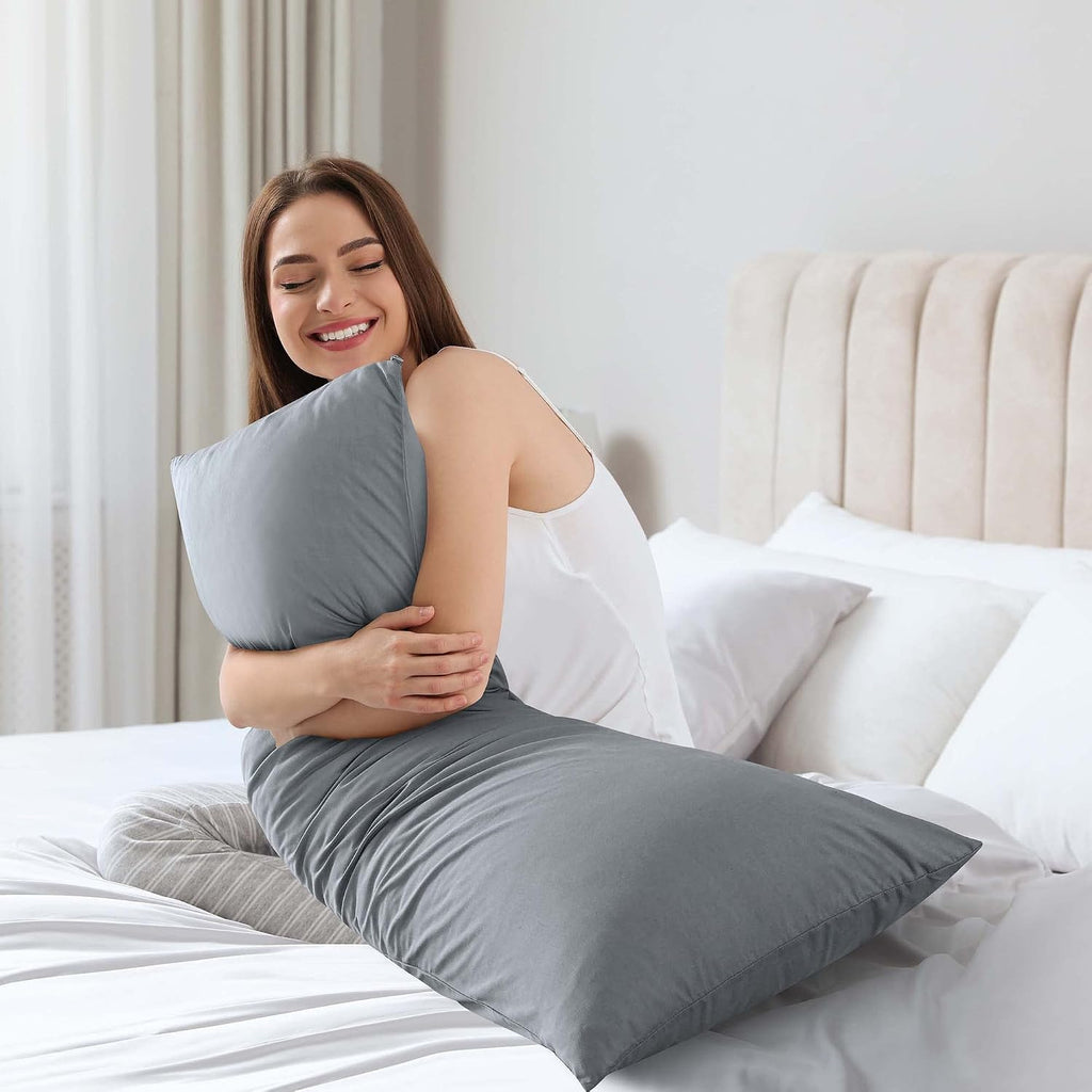WhatsBedding Memory Foam Body Pillow with Breathable Zippered Cotton Cover, Full Body Pillow for Adults, Long Pillow for Sleeping, Firm Pil…