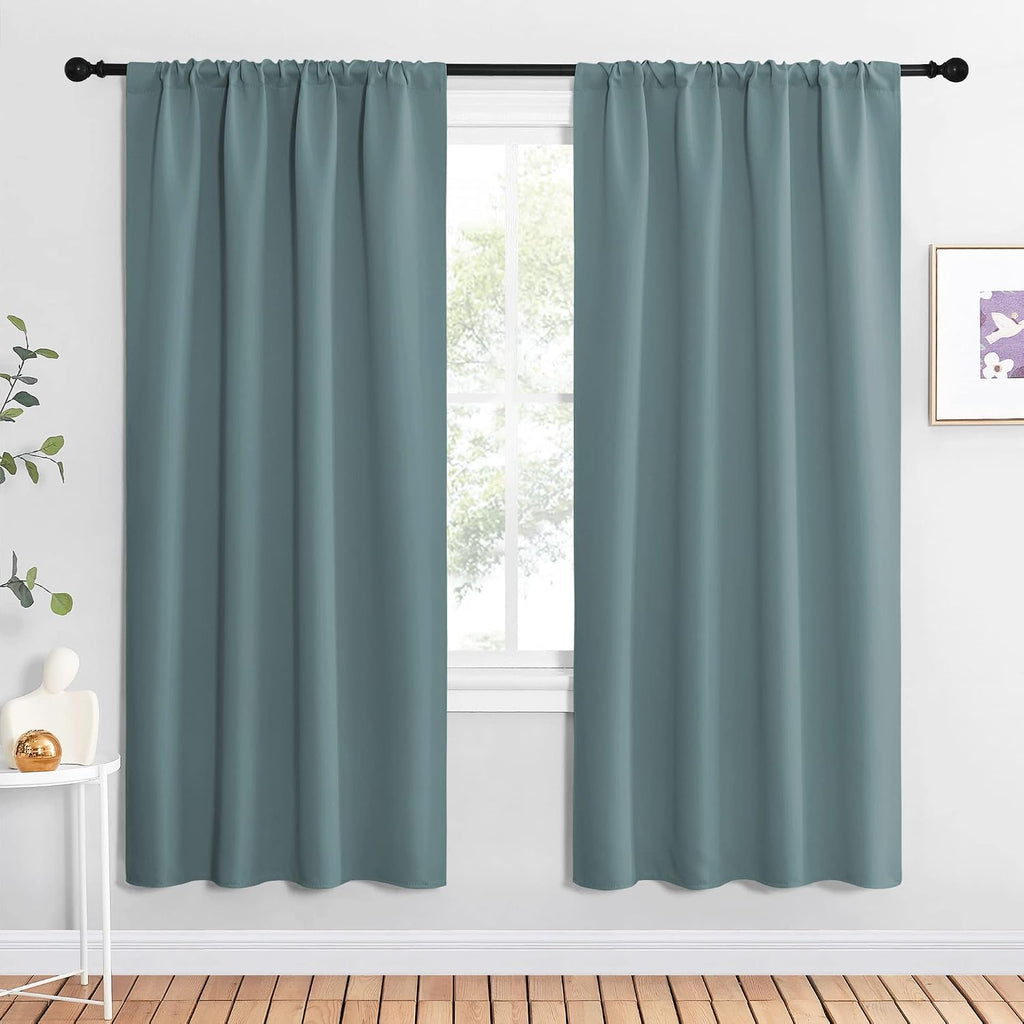NICETOWN Greyish Blue Blackout Curtains Panels for Window, Thermal Insulated Rod Pocket Blackout Drapes/Draperies for Living Room (2…