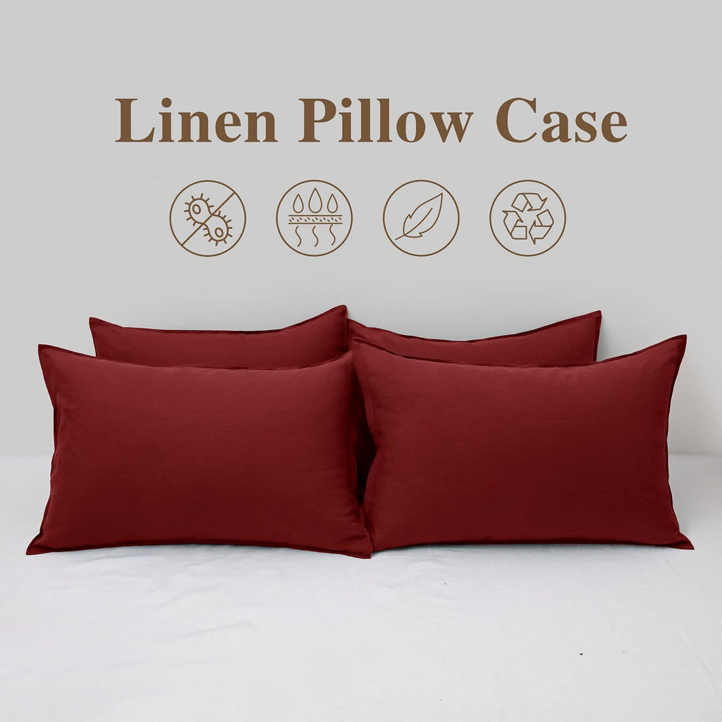 Chuffed Linen Pillow Covers 2 Pack 100% Linen Pillow Cases, Breathable and Cooling Washed Pillow Shams with Zipper Closure for Bedding, 26x…