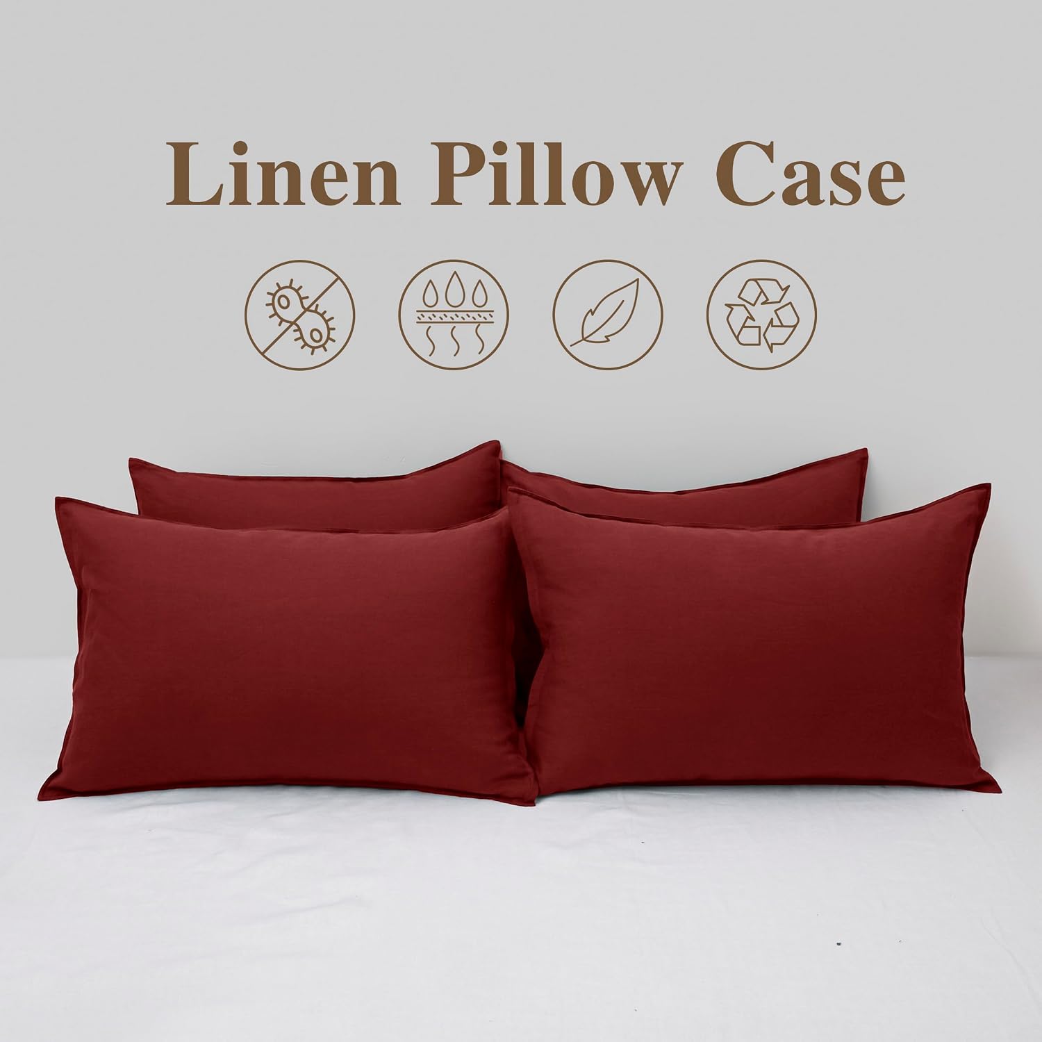 Chuffed Linen Pillow Covers 2 Pack 100% Linen Pillow Cases, Breathable and Cooling Washed Pillow Shams with Zipper Closure for Bedding, 26x…