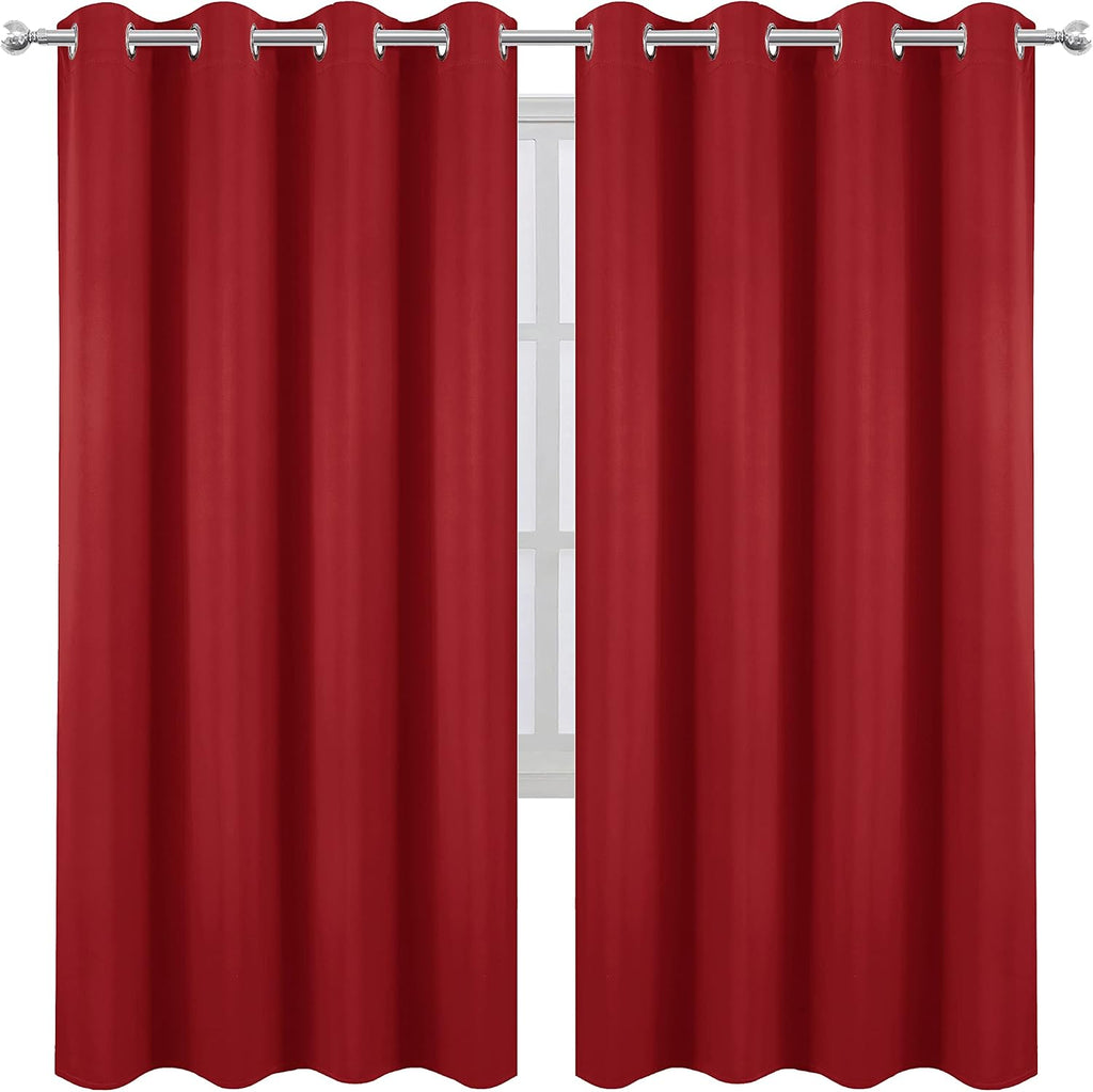 Lemomo Red Blackout Curtains/52 x 72 Inch/Set of 2 Panels Room Darkening Curtains for Bedroom 72 Inch Red