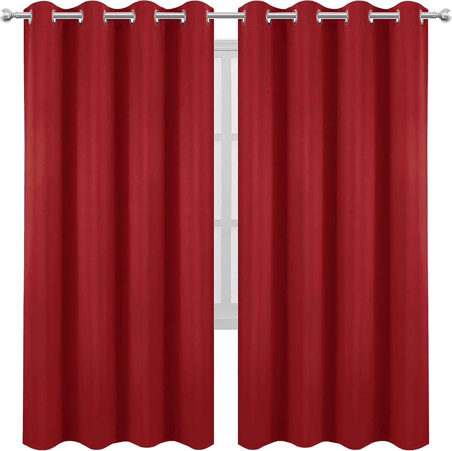 Lemomo Red Blackout Curtains/52 x 72 Inch/Set of 2 Panels Room Darkening Curtains for Bedroom 72 Inch Red