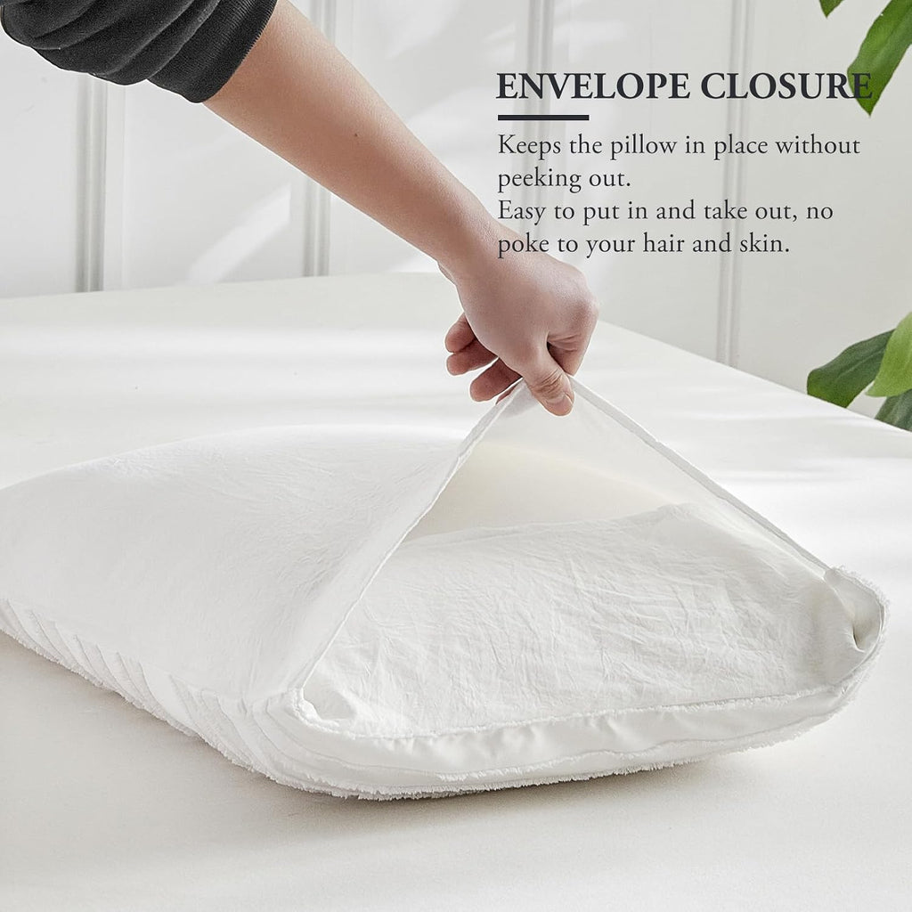 Warmdern White Striped Pillow Covers Queen Pillow Cases Soft Microfiber Stripe Pillow Cases Set of 2 Boho Tufted Stripes Textured Pillowcas…