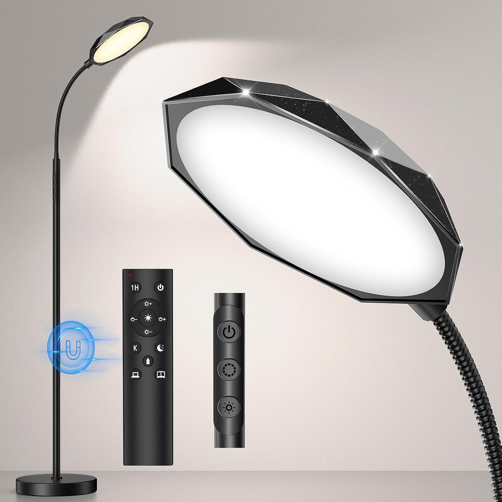 Pacovy Floor Lamp, 18W Bright LED Floor Lamps for Living Room with Diamond-Surface, Stepless Adjustable Colors & Dimmer Standing Lamp with…