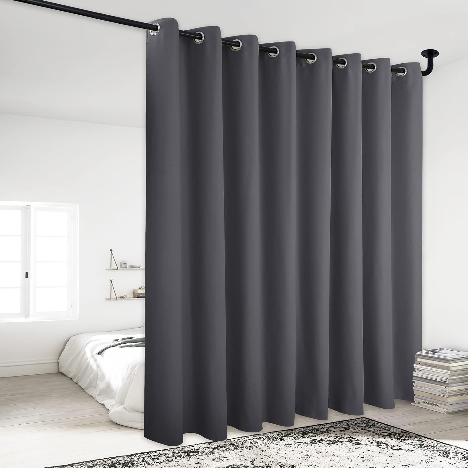 NICETOWN Bedroom Blackout Curtain Panel - (120 inches by 84 inch, Grey, 1 PC) Energy Saving Thermal Insulated Grommet Blackout Drapery…