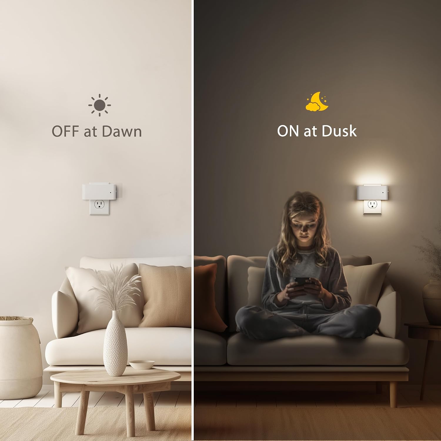 Briignite Night Lights Plug into Wall, 2 Pack, LED Night Light with Dusk to Dawn Light Sensor, Dimmable NightLight Plug in, 5000K…