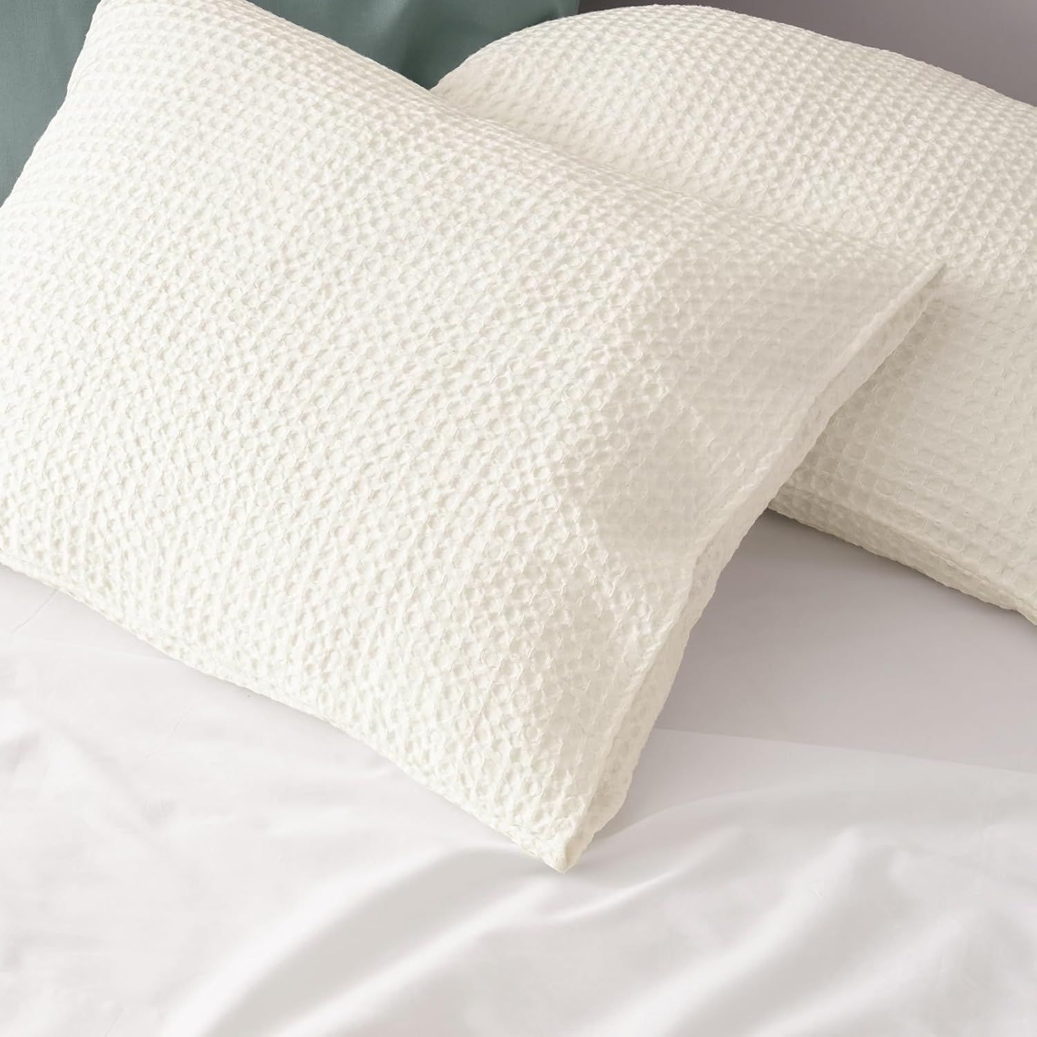Phf Ultra Soft Waffle Weave Pillow Shams Queen Size, No Insert, 2 Pack 20" x 30" Pillowcases, Breathable & Skin-Friendly Pillow Cases, Styli…