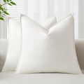 EMEMA Decorative Linen Throw Pillow Covers 24x24 Inch Cream Boho Farmhouse Neutral Couch Throw Pillows for Bed Pack of 2 Accent…
