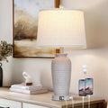 CINSARY 25" Vintage Farmhouse Jar Table Lamps, Single Rustic Bedside Lamp with USB A+C Ports & AC Outlet, Nightstand Lamps for Living…