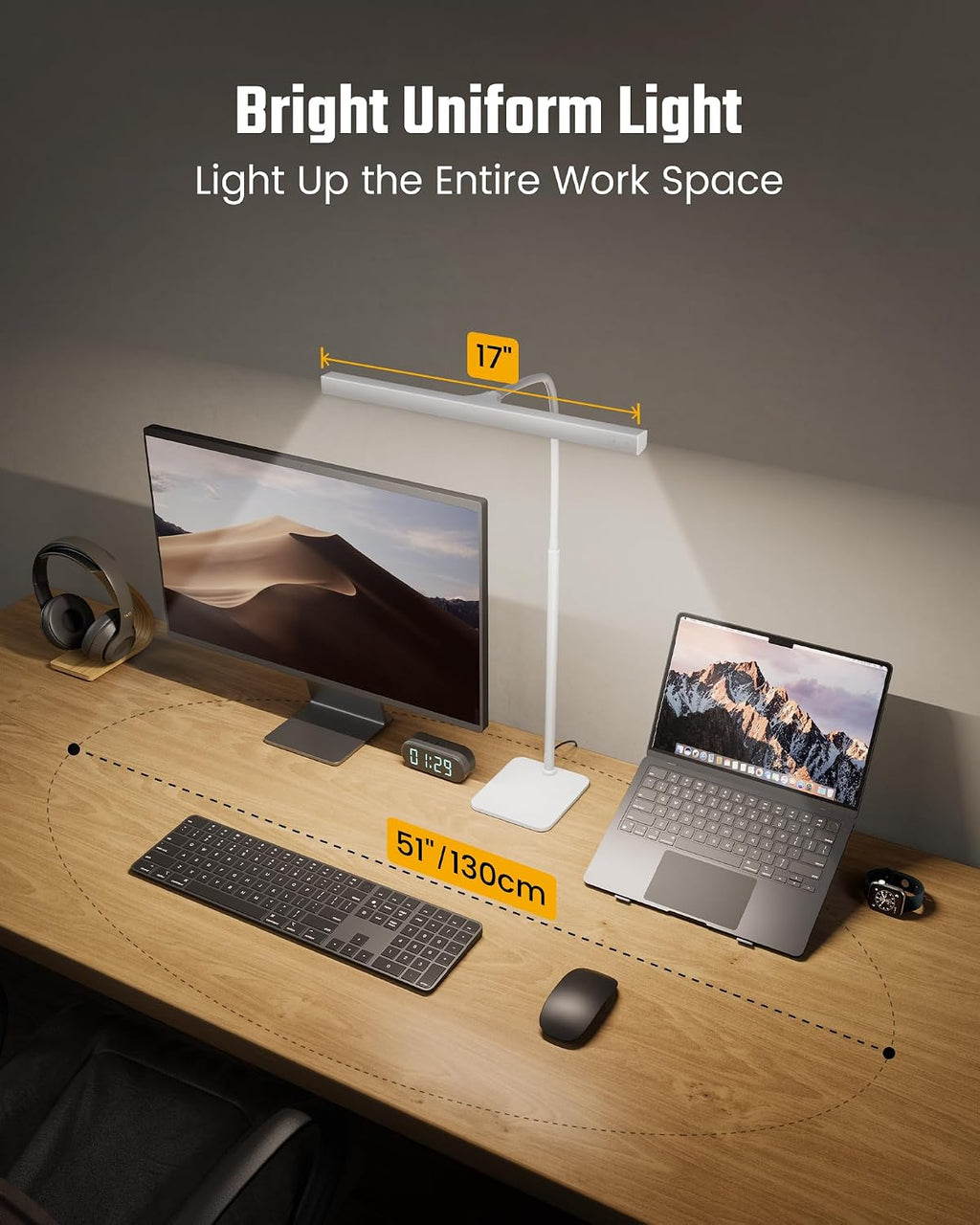 SUPERDANNY LED Desk Lamp for Home Office, Eye-Caring Desk Light with Base, 12W Touch Control 3 Colors Dimmable Brightness, Gooseneck…