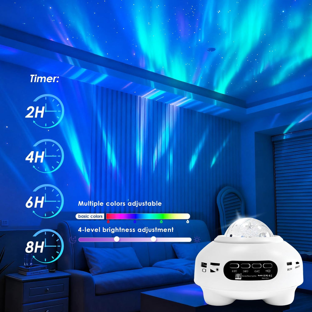 Ranfare Star Projector, Northern Lights Projector, with Bluetooth Speaker, White Noise, Remote Control, Night Light, for Game Room, Adults, Fam…