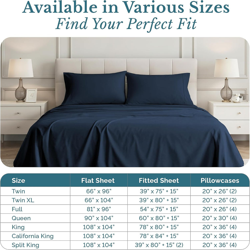 Casa Platino 100% Cotton Twin XL Sheets Set, 4 Piece Bed Set with 500 Thread Count Silky Smooth Sateen, 15 Inch Deep Pocket Fitted Sheet…