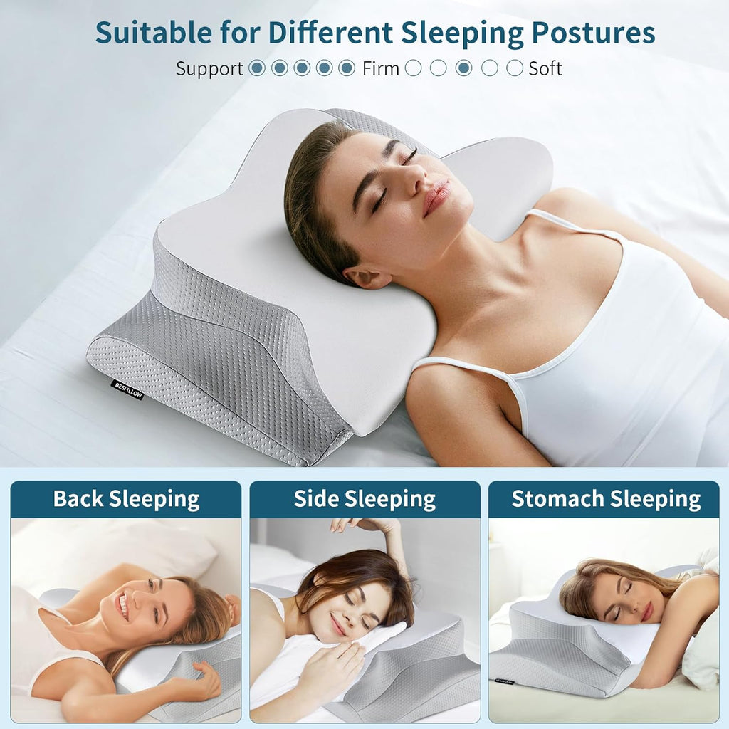 Bespillow Cervical Neck Pillow for - Cooling Side Sleeper Pillow for Sleeping, Ergonomic Memory Foam Pillows for Neck Support, Contour Orth…