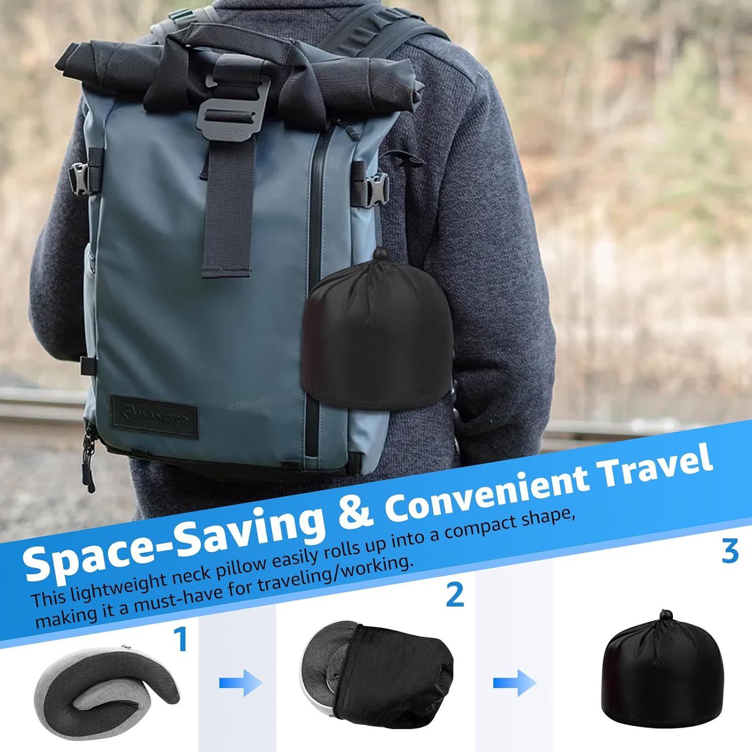 Travel Pillows for Airplanes Ergonomic Memory Foam Neck Pillow for Travel - 360° Head & Neck Support for Sleeping on Flights, Cars…