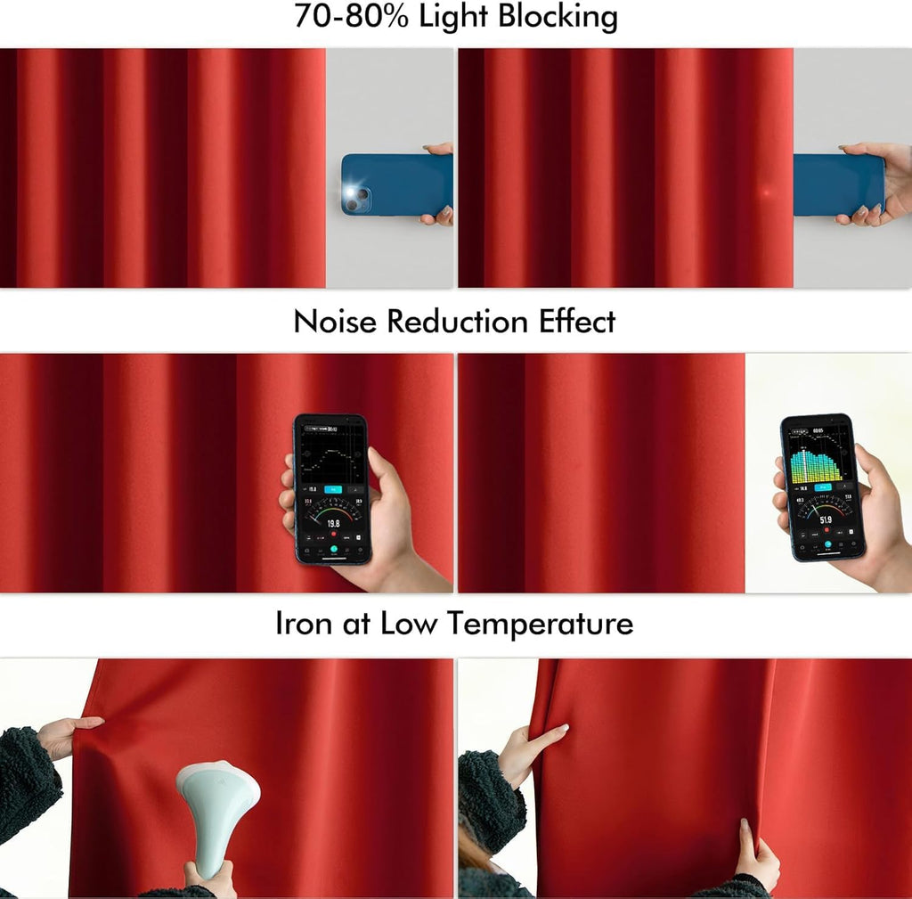 Miulee Christmas Red Back Tab Blackout Curtains 108 Inch Long 2 Panels Set for Living Room Bedroom, Rod Pocket/Pinch Pleat Extra Long Therm…