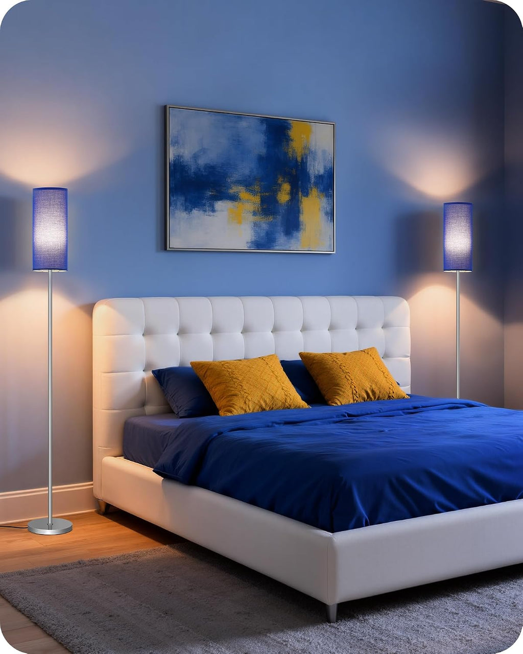 Dimmable Floor Lamps for Living Room with Remote and Foot Switch, 64.4” Modern Standing Tall Lamp, Corner Lamp for Bedroom, Office, Bulb…
