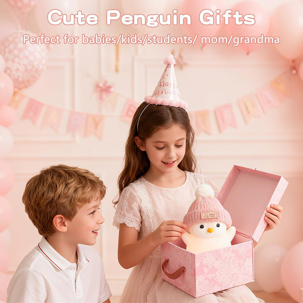 FAMIDUO-BrightenYourLife FAMIDUO Penguin Night Light, Cute Pink Penguin Lamp with Knit Hat, Soft Silicone Nursery Nightlight for Baby, Rech…