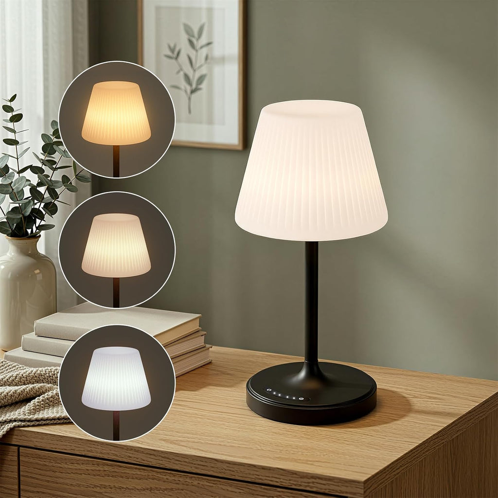 Audles Cordless Table Lamp, Waterproof Shower Lamp, 4000mAh Rechargeable Table Lamps, 3-Color Dimmable Light, Battery Operated Lamp Desk Ni…