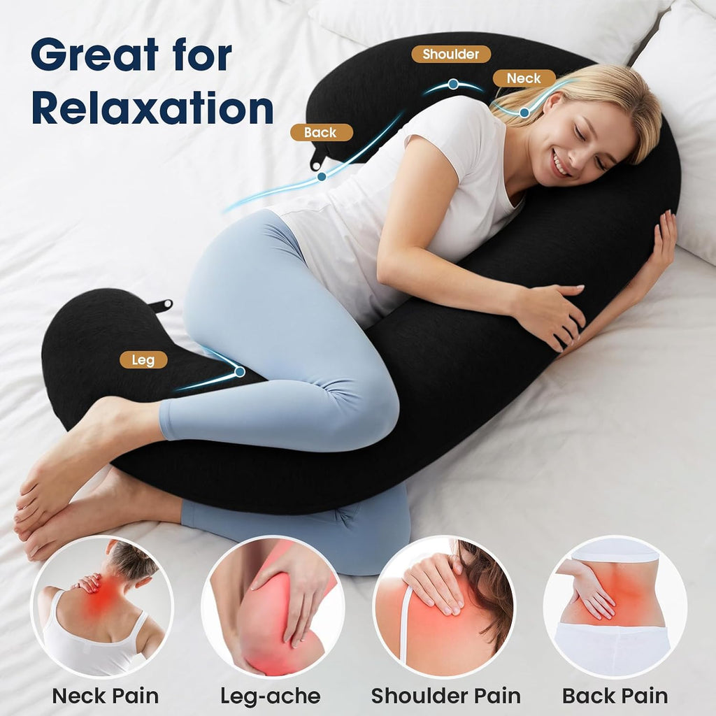 TranquilRelax TranquilRelax C Shaped Body Pillow for Side Sleepers, Memory Foam Long Pillow for Leg, Hip & Back Support, Soft Washab…