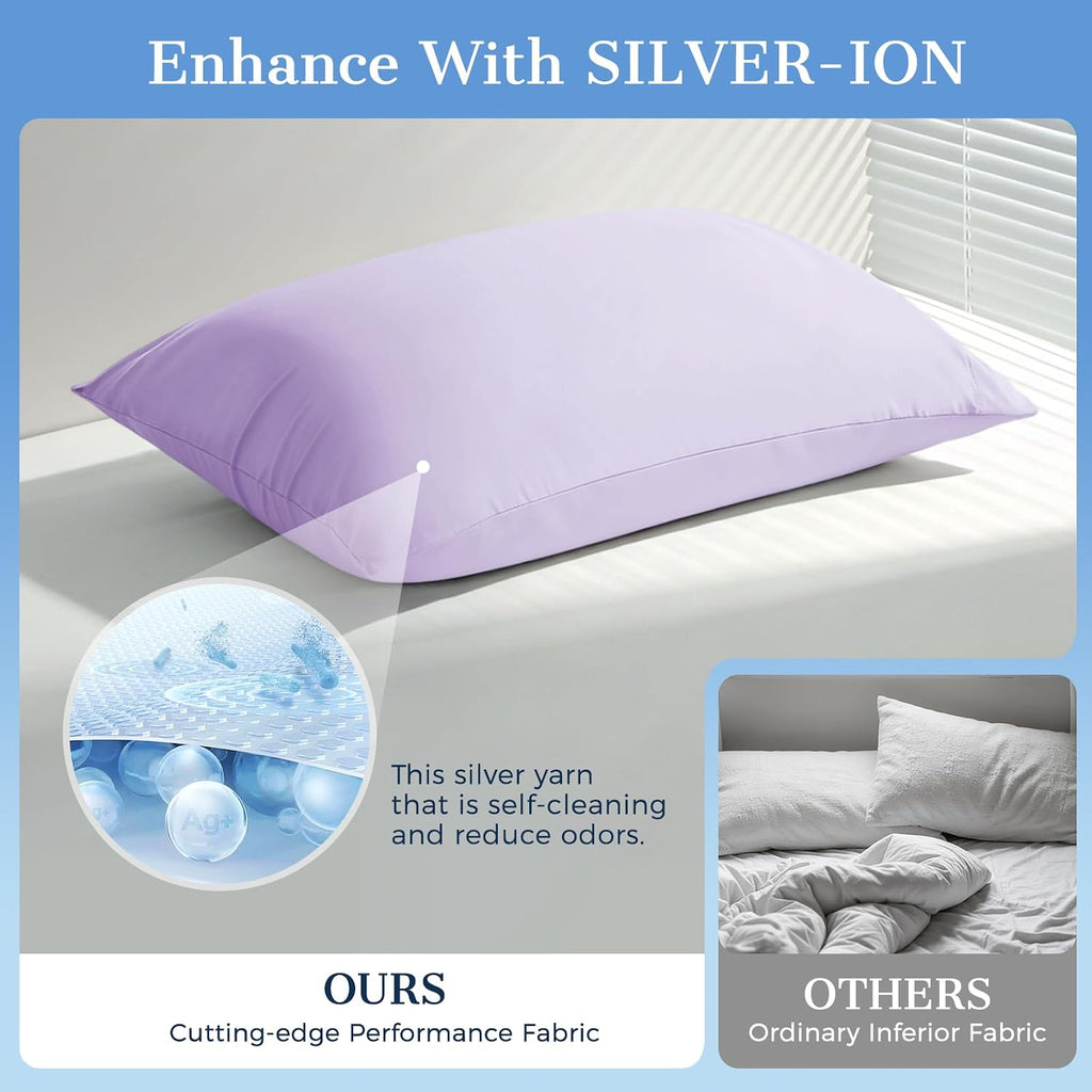 Cooling Pillow Cases 2 Pack Standard Size Cooling Pillowcases for Hot Sleeper Q-Max>0.5, Hydrates Skin & Hair, Reduces Wrinkles & Frizz…
