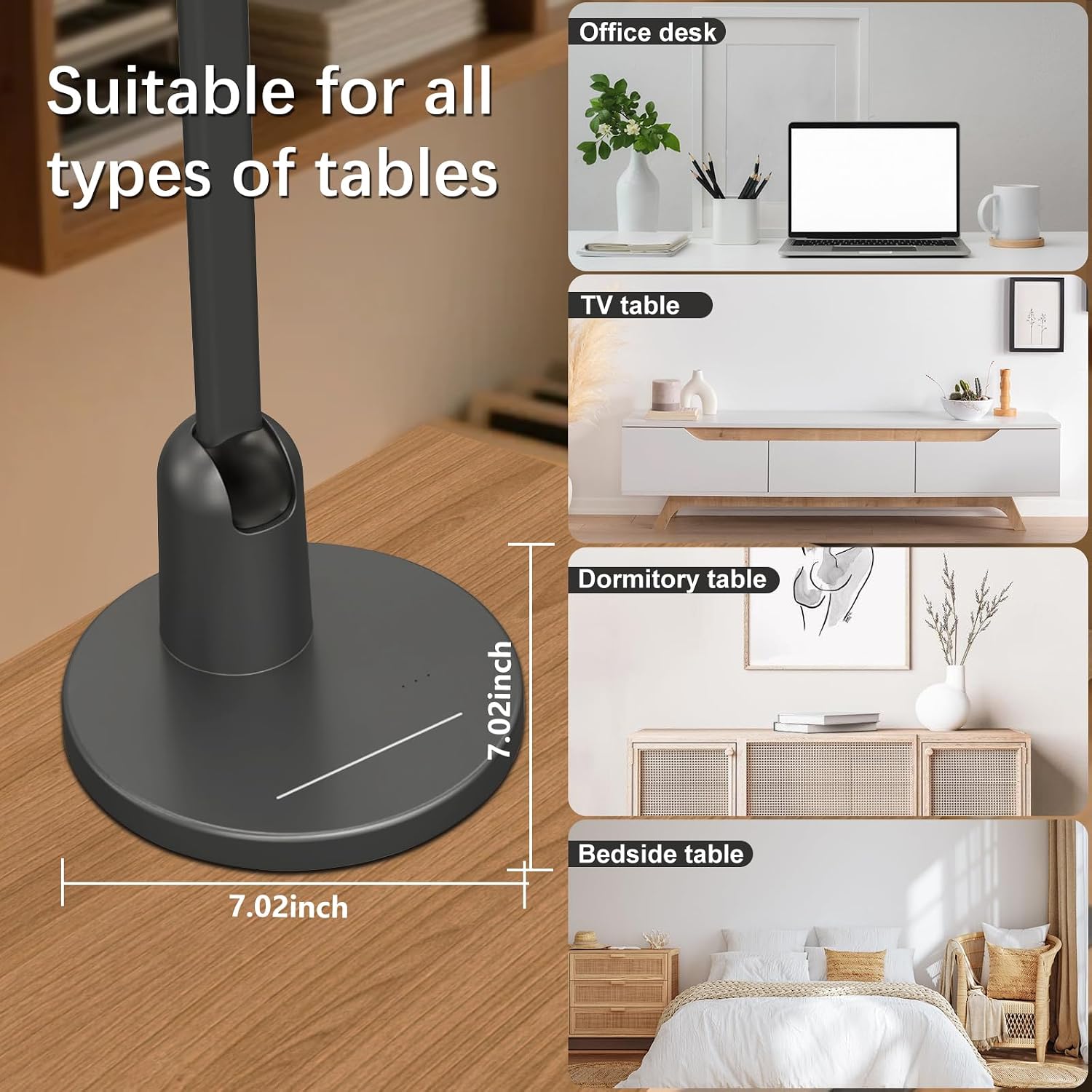 Desk Lamps for Home Office with Stable Base, 1000LM Ultra Bright Eye-Caring LED Desk Light, 3000K-6000K Dimmable Table Lamp with Stepless…