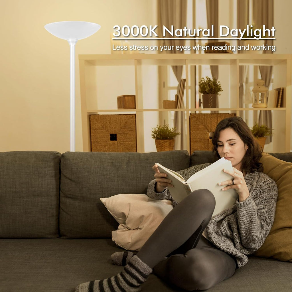 Home 30W Torchiere Floor Lamp - 3600LM Super Bright LED Floor Lamp, 71 Inch Stepless Dimmable Standing Lamp with 3000K Lighting, Rotary Swi…